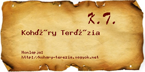 Koháry Terézia névjegykártya